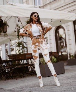 KOMPLET DENIM SET BEŻOWY