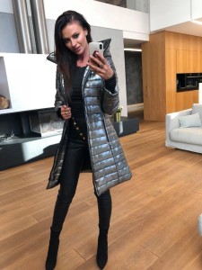 PŁASZCZ GLOW LONG SZARY  Z KAPTUREM