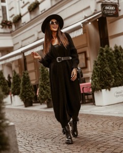 KARDIGAN LONG COTTON CZARNY