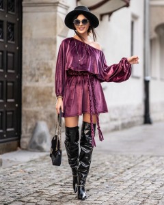 SUKIENKA CORD DRESS BORDO