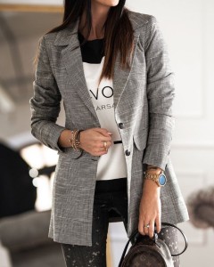 MARYNARKA CHECKERED CZARNY