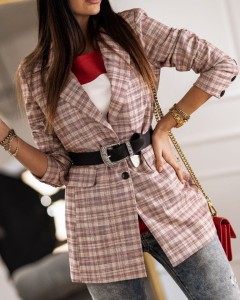 MARYNARKA CHECKERED RÓŻOWY