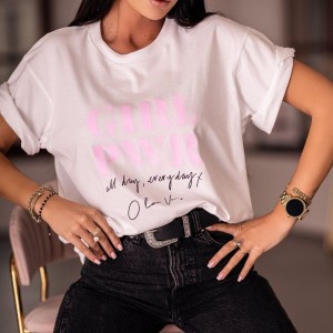 T-SHIRT GRL PWR BIAŁY