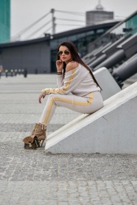 KOMBINEZON MOHITO STRIP GOLD BEŻOWY